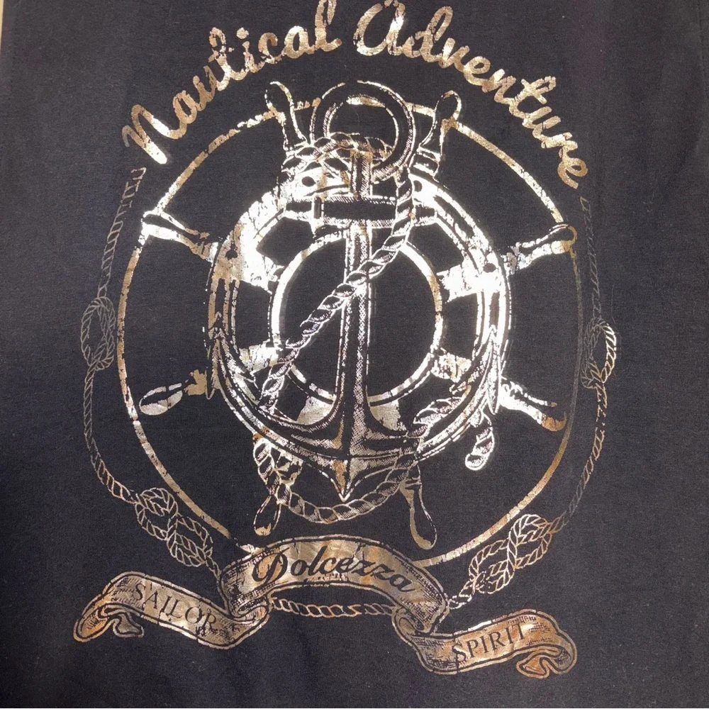 Dolcezza Navy Hooded Vest with anchor and Chain Details, approx Size XL - Picture 4 of 9